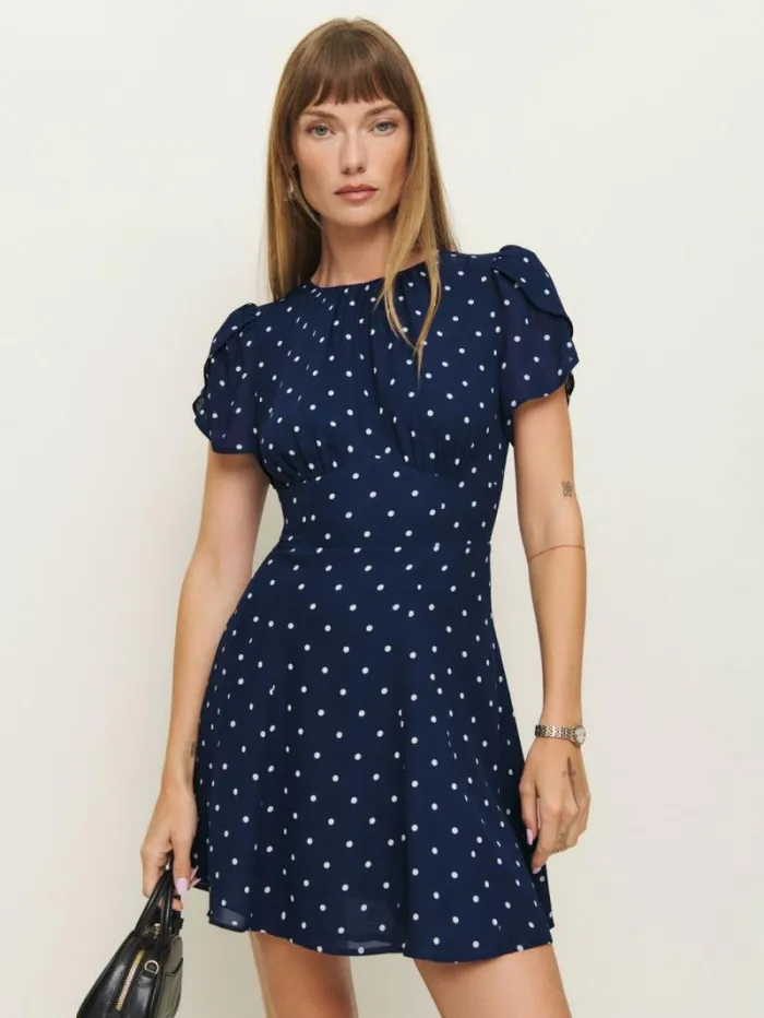 The Reformation Lula Dress Danube Dot 8211 Clothing