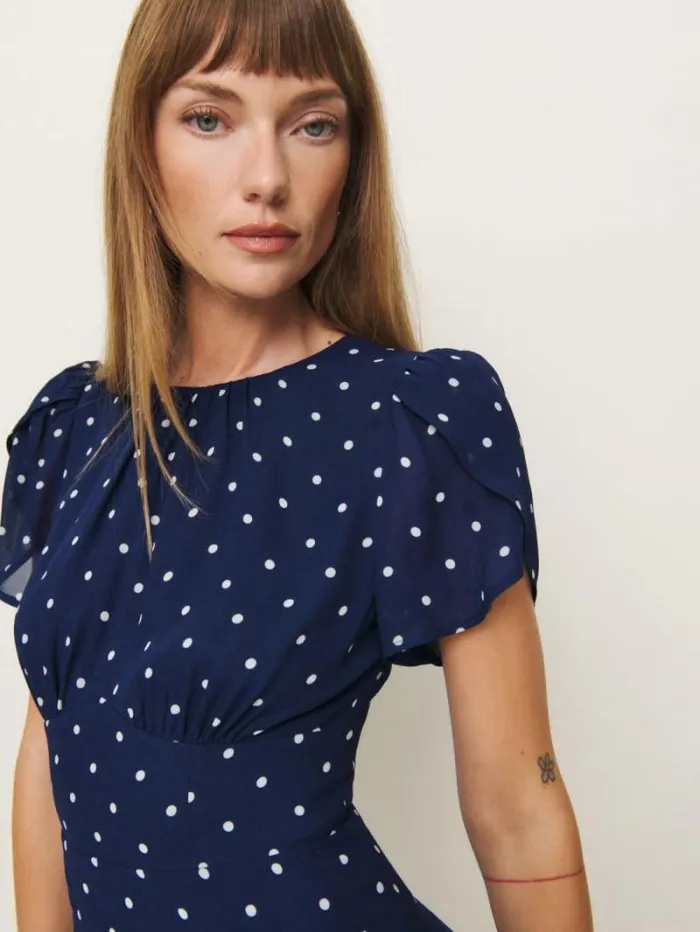 The Reformation Lula Dress Danube Dot 8211 Clothing
