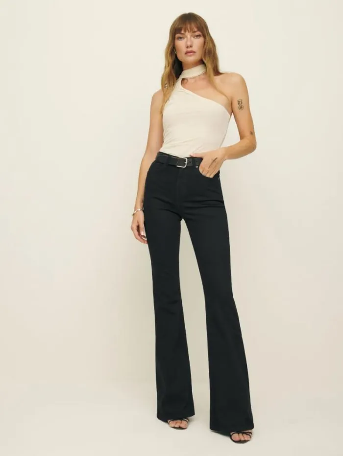 The Reformation Marlow Super Stretch High Rise Flare Jeans Black 8211 Clothing