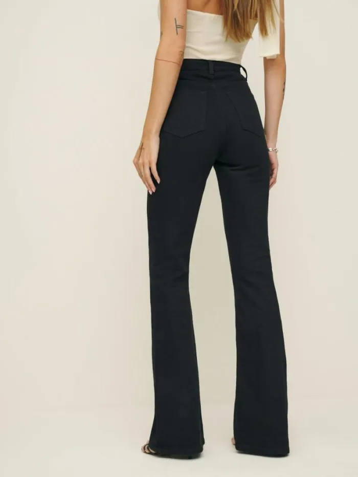 The Reformation Marlow Super Stretch High Rise Flare Jeans Black 8211 Clothing