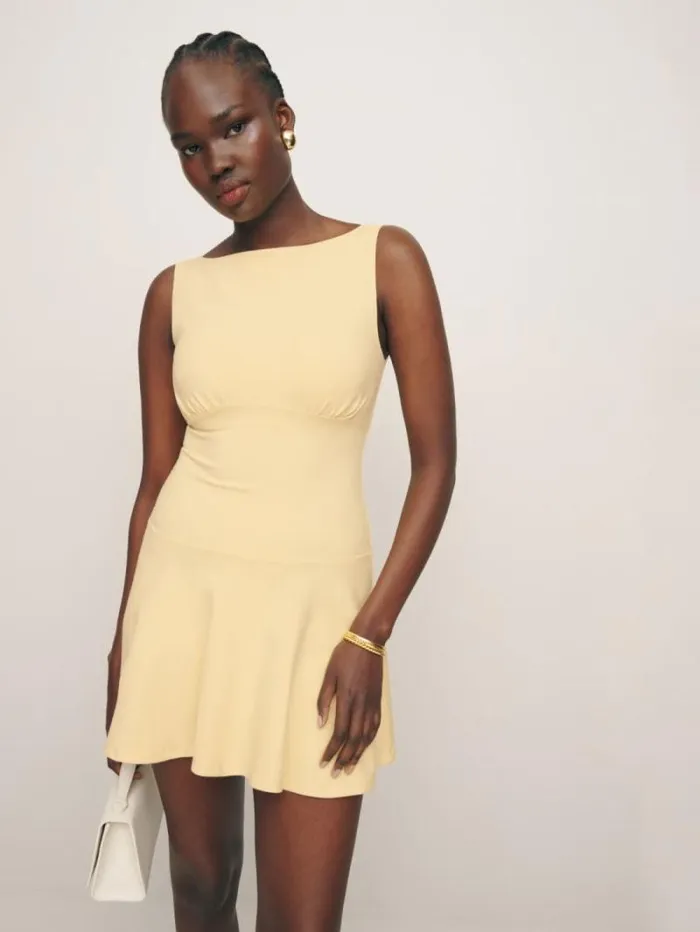 The Reformation Mayve Knit Dress Parmesan 8211 Clothing