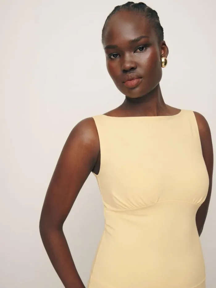 The Reformation Mayve Knit Dress Parmesan 8211 Clothing