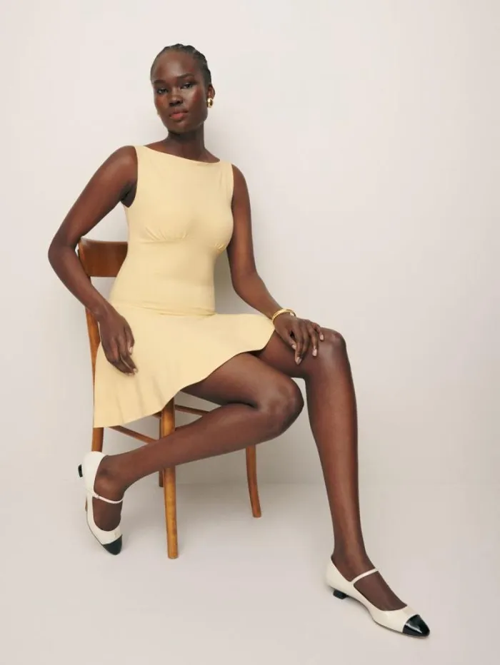 The Reformation Mayve Knit Dress Parmesan 8211 Clothing