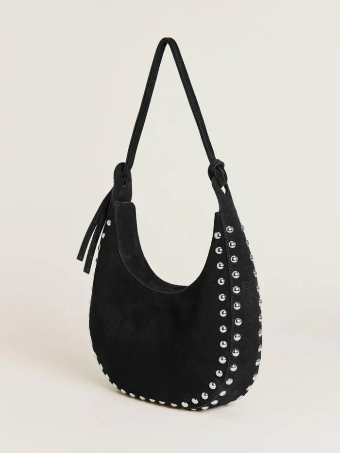 The Reformation Medium Rosetta Shoulder Bag Black Suede With Studs 8211 Bags