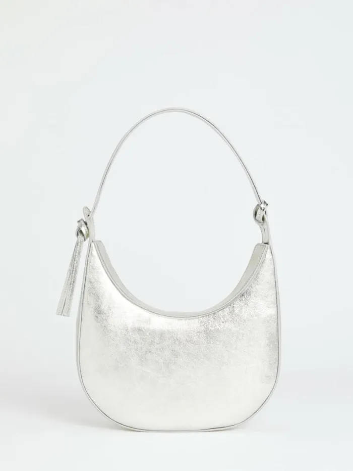 The Reformation Medium Rosetta Shoulder Bag Tumbled Silver 8211 Bags