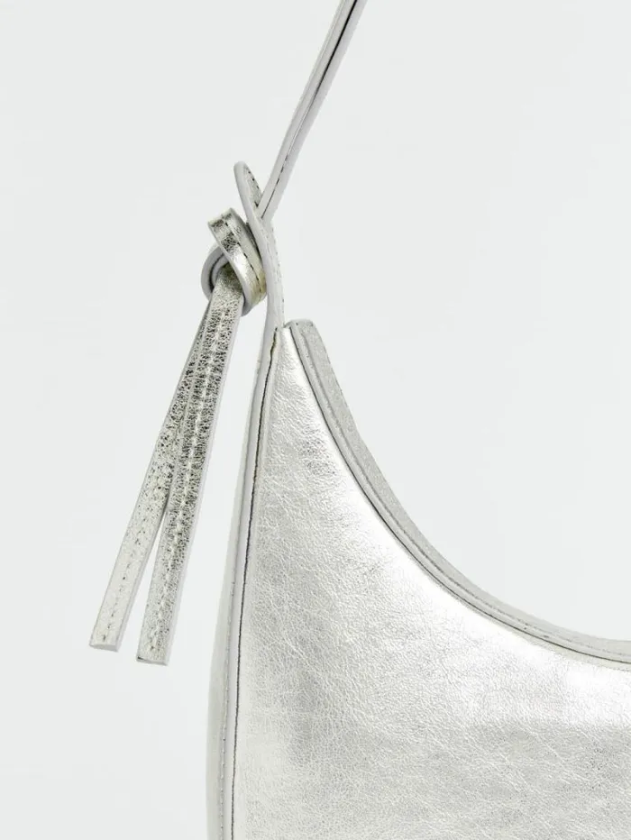 The Reformation Medium Rosetta Shoulder Bag Tumbled Silver 8211 Bags