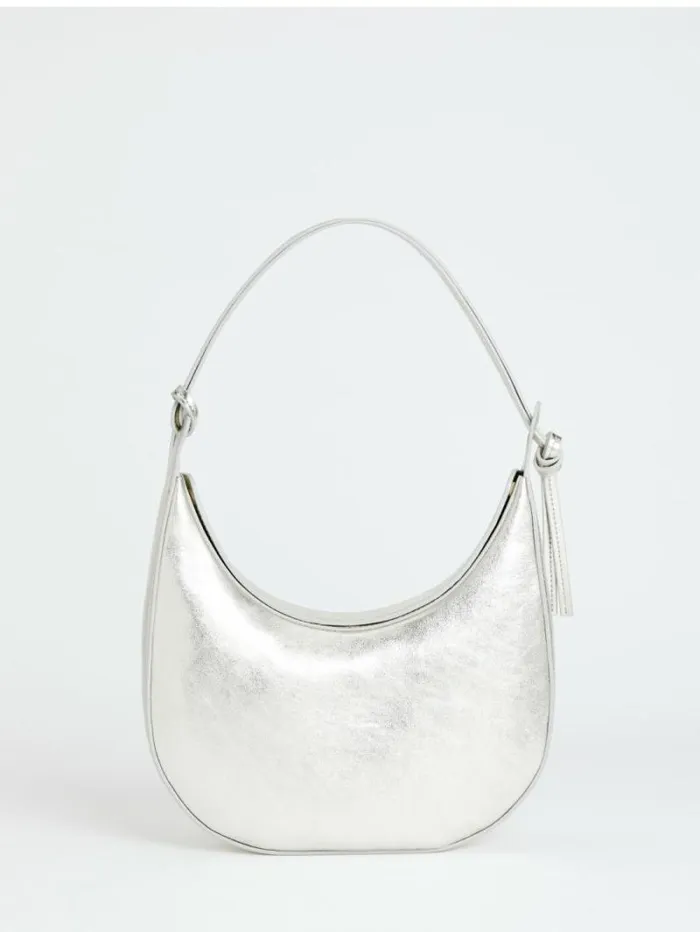 The Reformation Medium Rosetta Shoulder Bag Tumbled Silver 8211 Bags