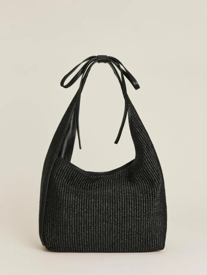 The Reformation Medium Vittoria Tote Bag Black Raffia 8211 Bags