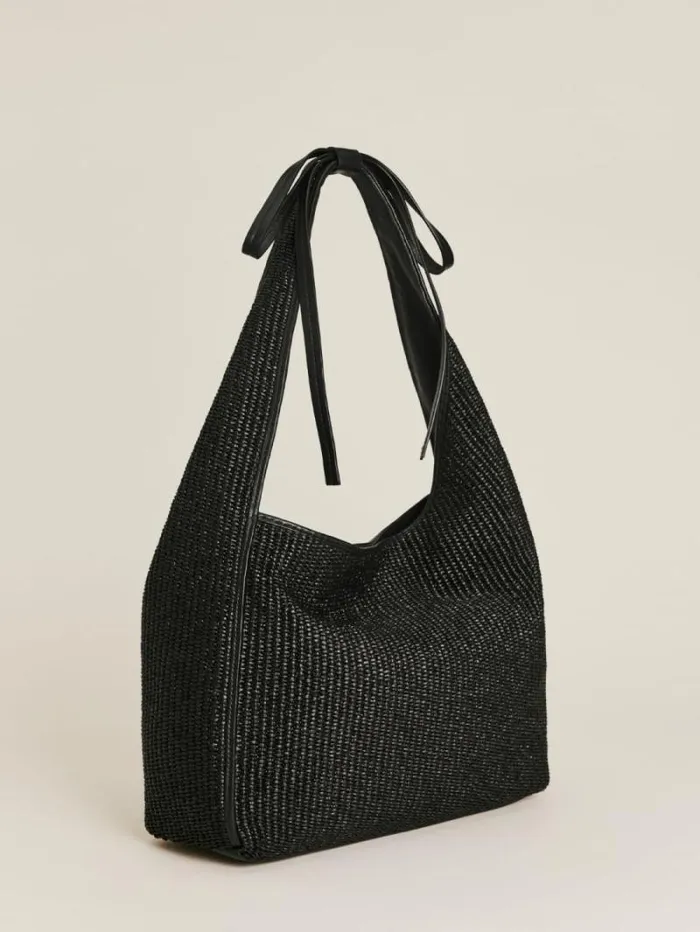 The Reformation Medium Vittoria Tote Bag Black Raffia 8211 Bags