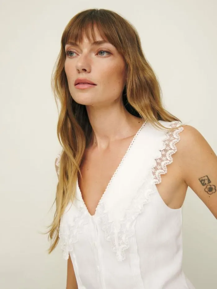 The Reformation Melodie Linen Top White 8211 Clothing