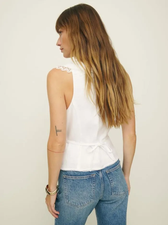 The Reformation Melodie Linen Top White 8211 Clothing