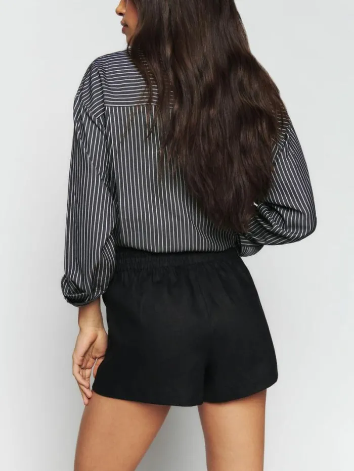 The Reformation Mila Linen Short Black 8211 Clothing