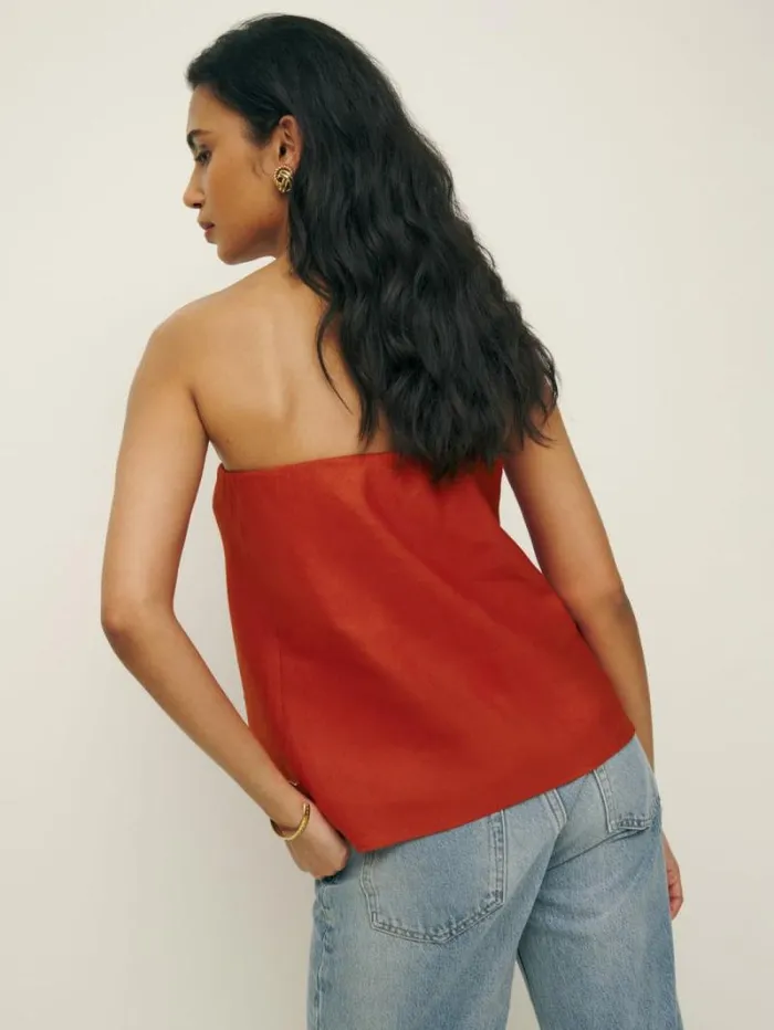 The Reformation Mollie Linen Top Blood Orange 8211 Clothing