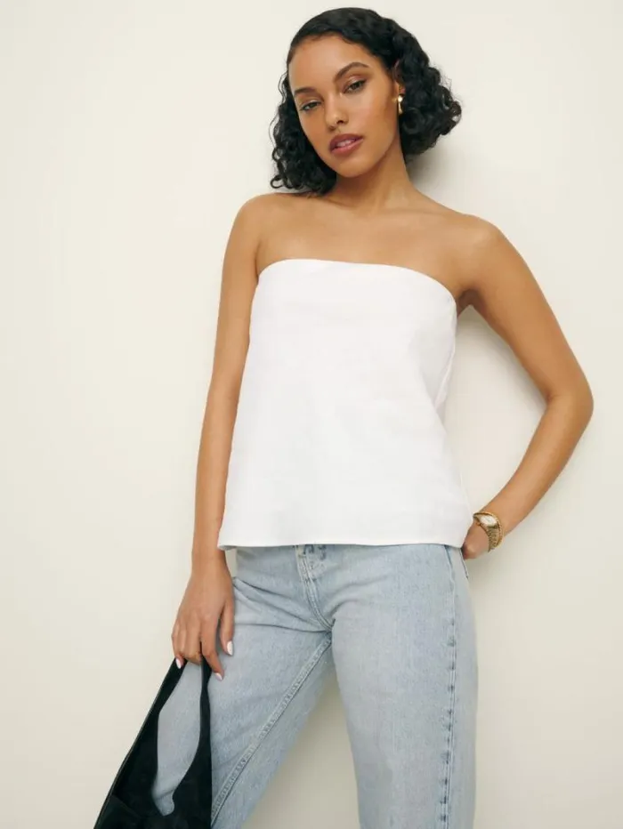 The Reformation Mollie Linen Top White 8211 Clothing