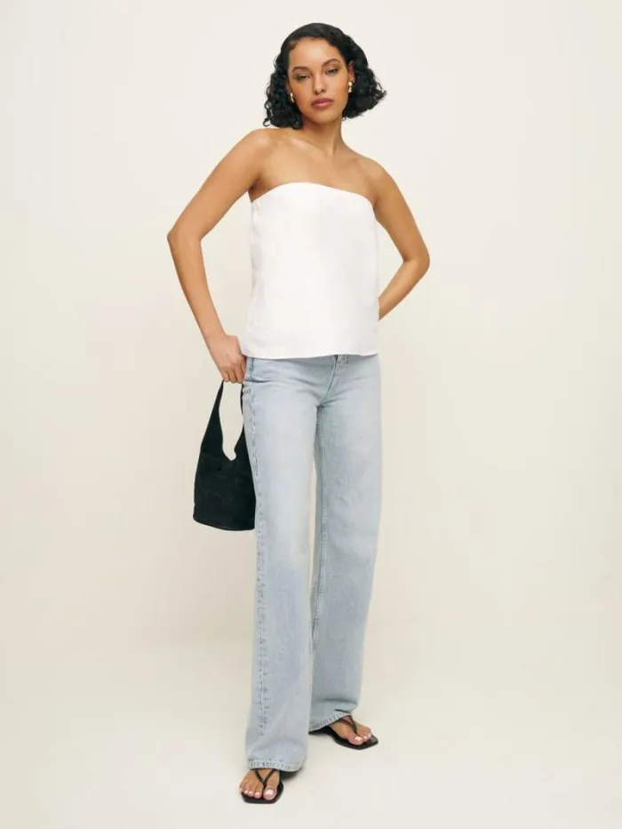 The Reformation Mollie Linen Top White 8211 Clothing