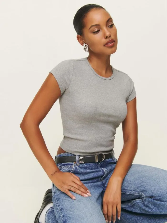 The Reformation Muse Tee Heather Grey 8211 Clothing