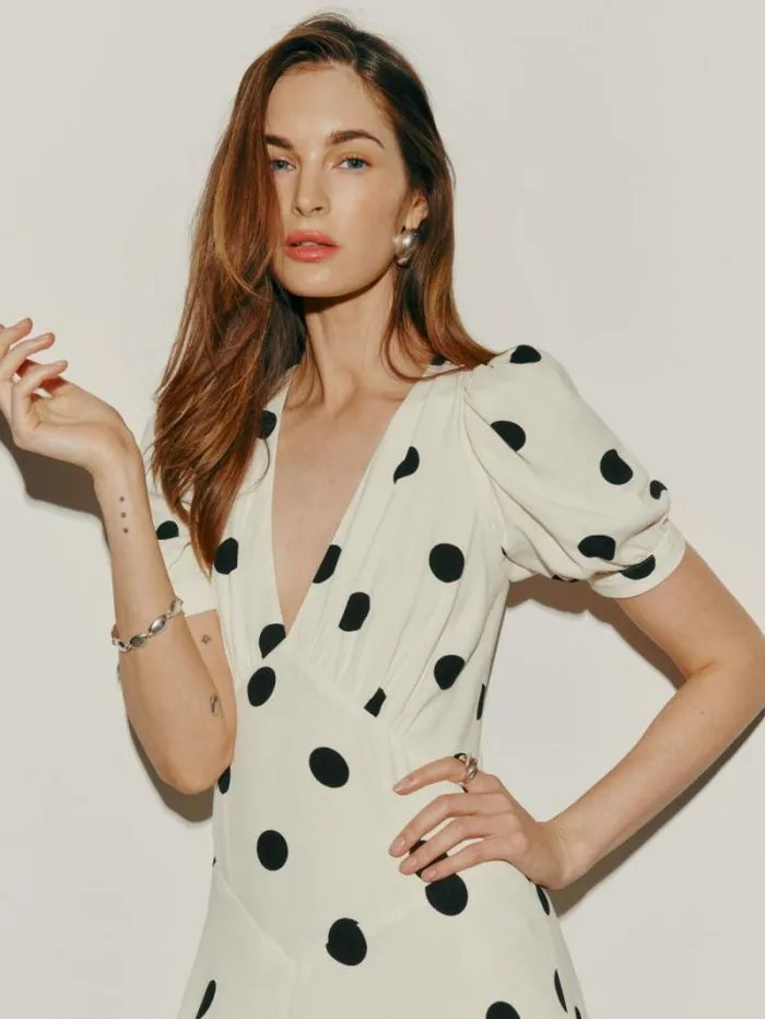 The Reformation Naira Dress Pluto Dot 8211 Clothing