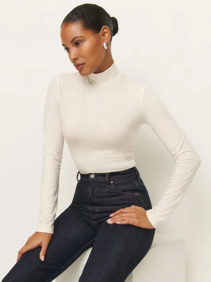The Reformation Nell Knit Top Horchata 8211 Clothing