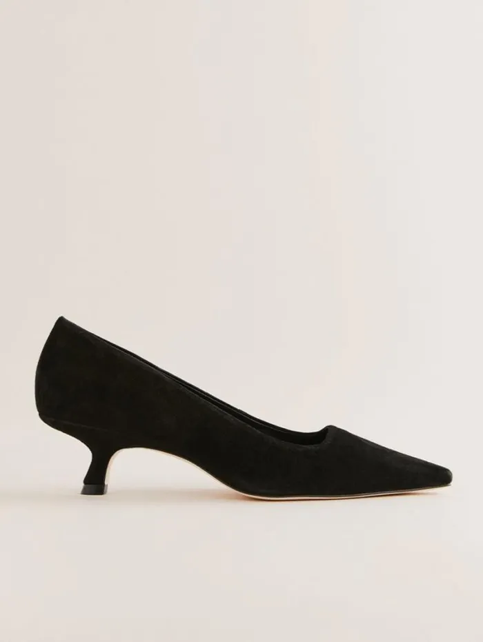 The Reformation Nickie Kitten Heeled Pump Black Suede 8211 Shoes