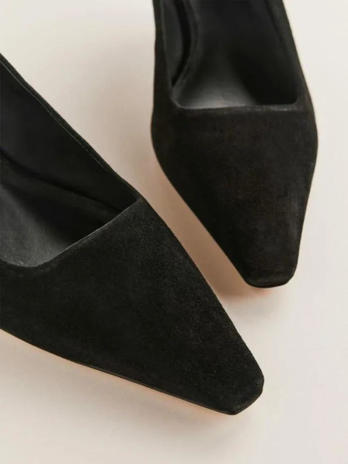 The Reformation Nickie Kitten Heeled Pump Black Suede 8211 Shoes