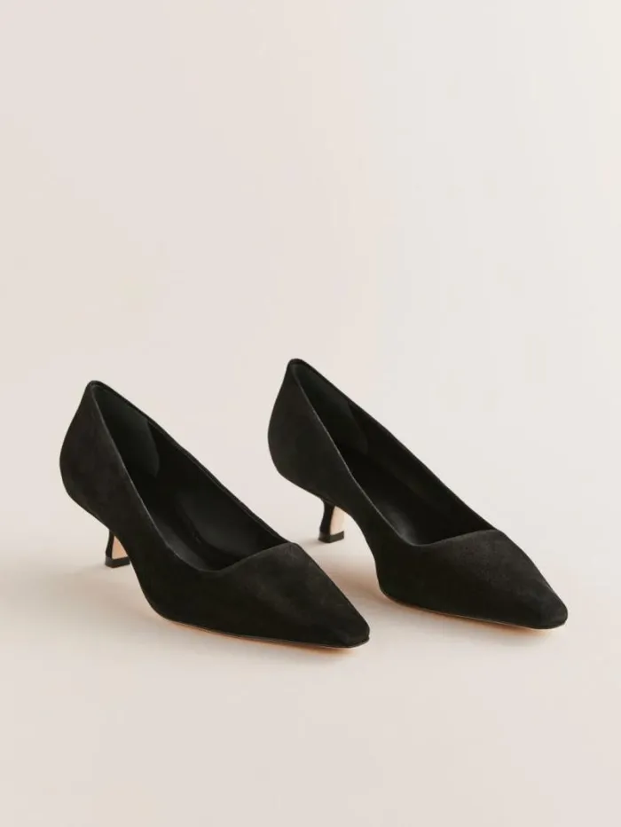 The Reformation Nickie Kitten Heeled Pump Black Suede 8211 Shoes