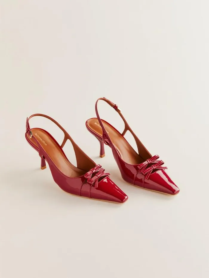 The Reformation Noreen Slingback Pump Scarlet Patent 8211 WeddingsShoes