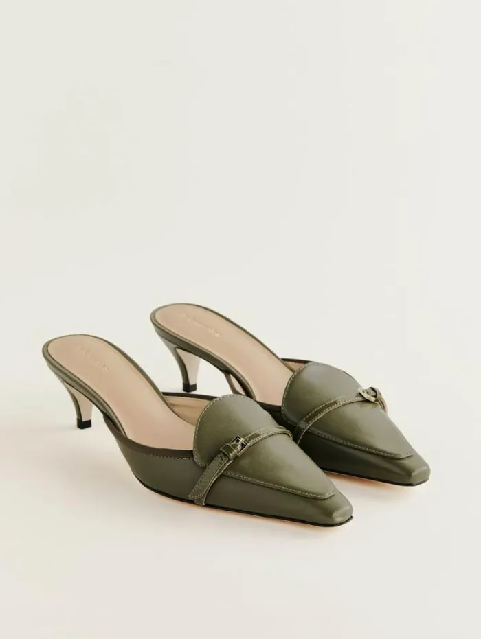 The Reformation Norris Heeled Mule Pickle 8211 Shoes