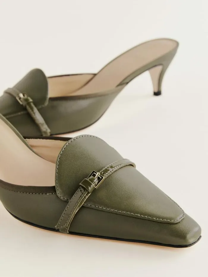 The Reformation Norris Heeled Mule Pickle 8211 Shoes