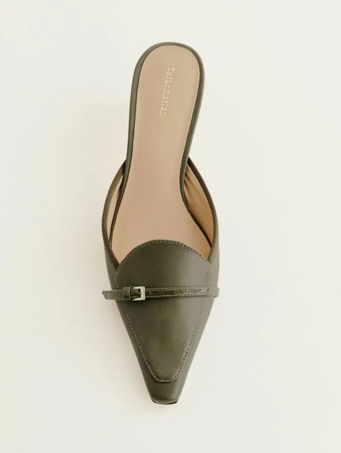 The Reformation Norris Heeled Mule Pickle 8211 Shoes