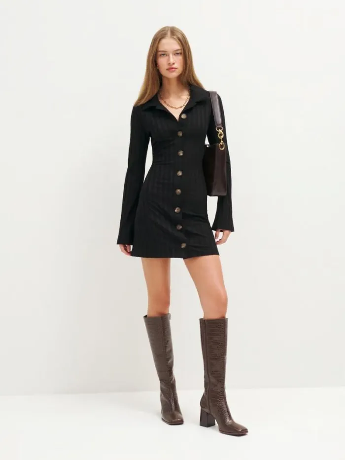 The Reformation Nylah Nappa Knee Boot Brown Croceffect 8211 Shoes