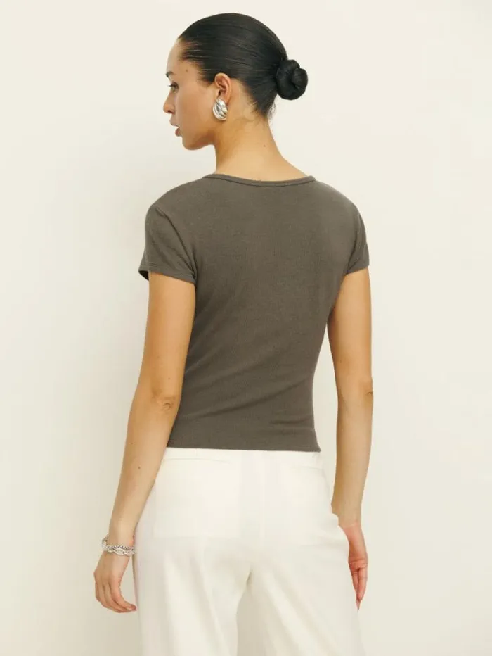 The Reformation Olive Knit Top Poppyseed 8211 Clothing