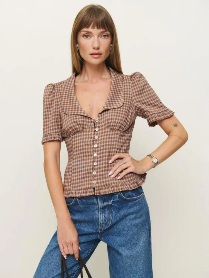 The Reformation Olli Top Audrie Check 8211 Clothing