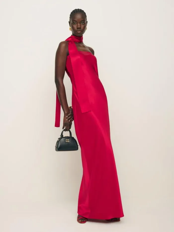 The Reformation Oren Silk Dress Lipstick 8211 Weddings