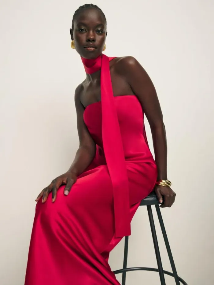 The Reformation Oren Silk Dress Lipstick 8211 Weddings