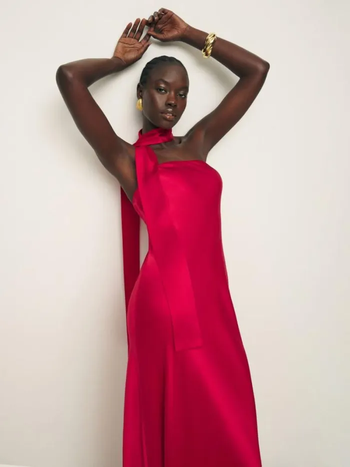 The Reformation Oren Silk Dress Lipstick 8211 Weddings