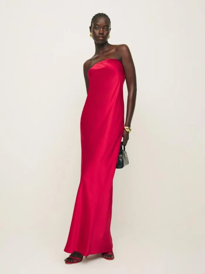 The Reformation Oren Silk Dress Lipstick 8211 Weddings
