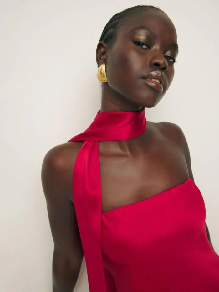 The Reformation Oren Silk Dress Lipstick 8211 Weddings