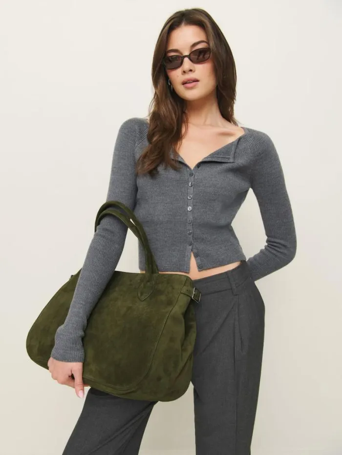 The Reformation Oversized Patrizia Bag Leccio Suede 8211 Bags
