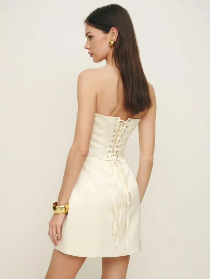 The Reformation Pacie Satin Dress Fior Di Latte 8211 Clothing