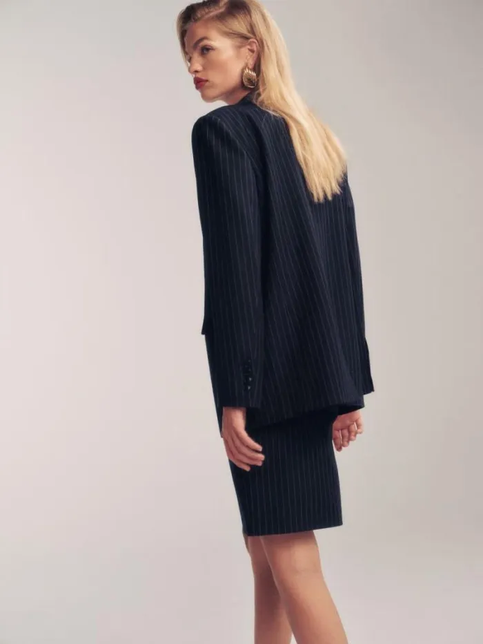 The Reformation Parker Oversized Blazer Midnight Stripe 8211 Clothing