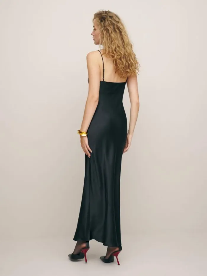 The Reformation Parma Silk Dress Black 8211 Weddings