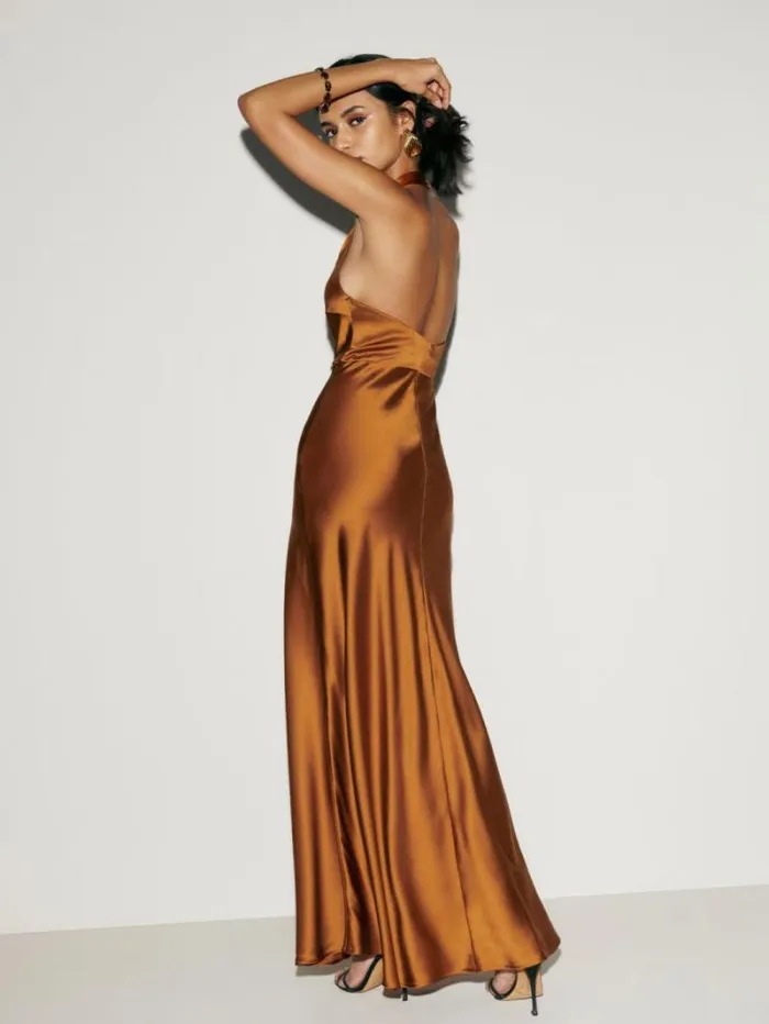The Reformation Petites Daniela Silk Dress Copper 8211 ClothingWeddings
