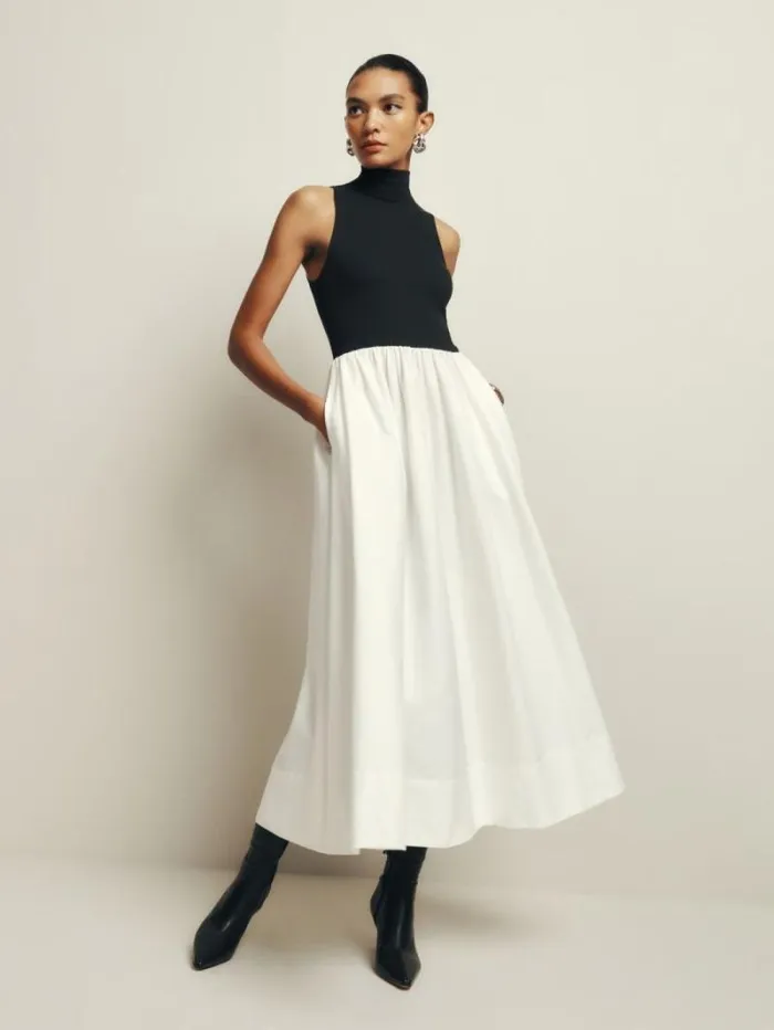The Reformation Petites Sai Dress Black And White 8211 Clothing