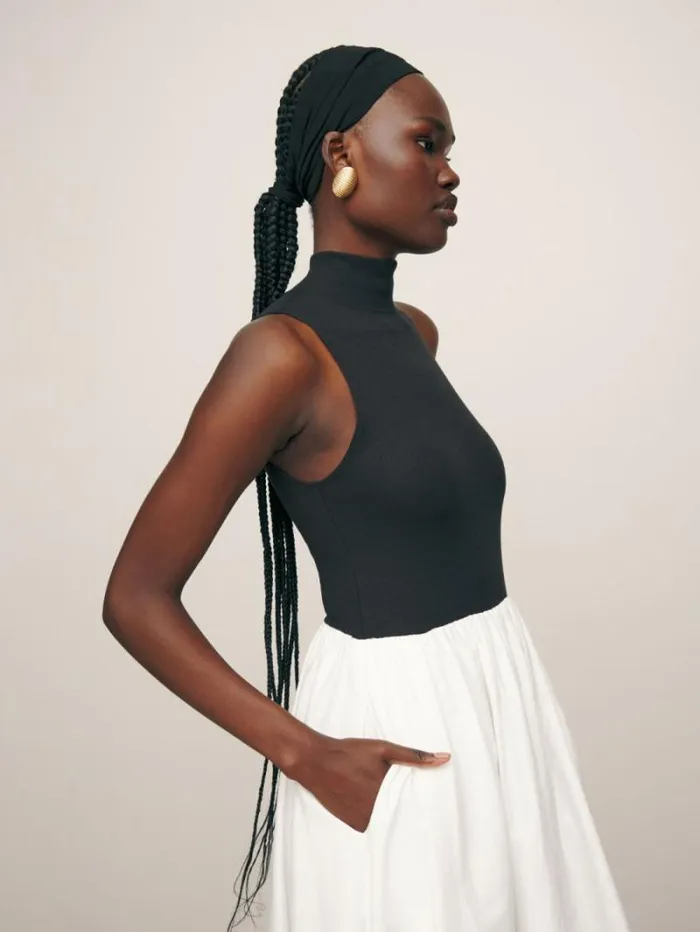 The Reformation Petites Sai Dress Black And White 8211 Clothing