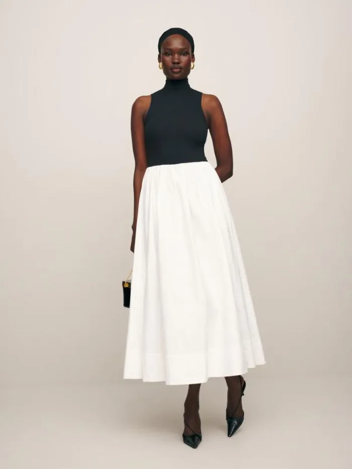 The Reformation Petites Sai Dress Black And White 8211 Clothing