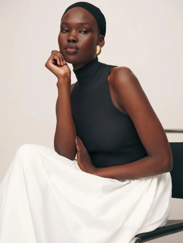 The Reformation Petites Sai Dress Black And White 8211 Clothing