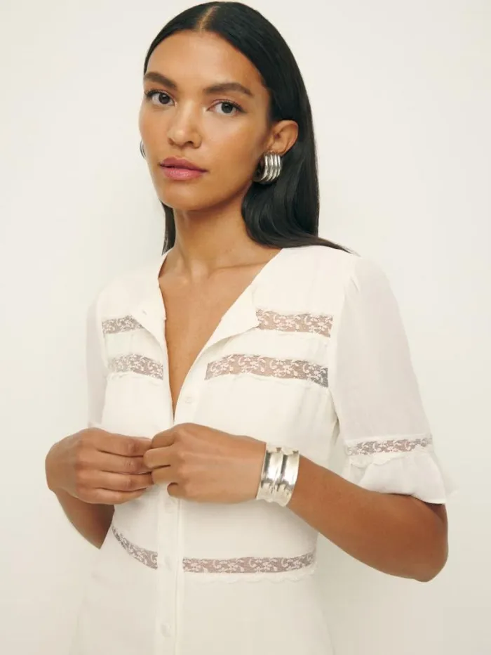 The Reformation Petites Woodson Dress Ivory 8211 Clothing