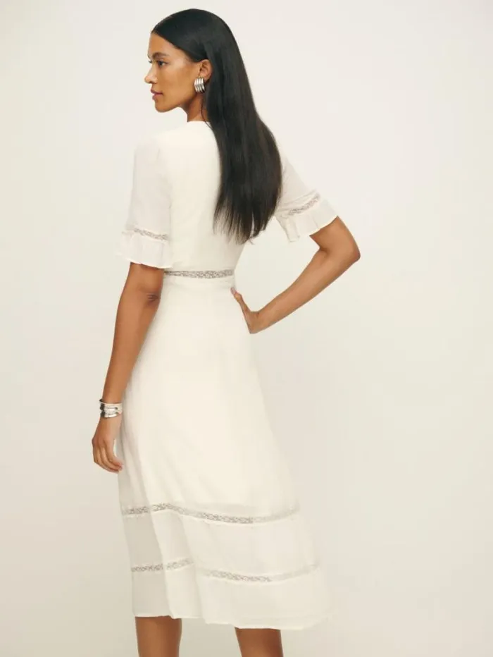 The Reformation Petites Woodson Dress Ivory 8211 Clothing