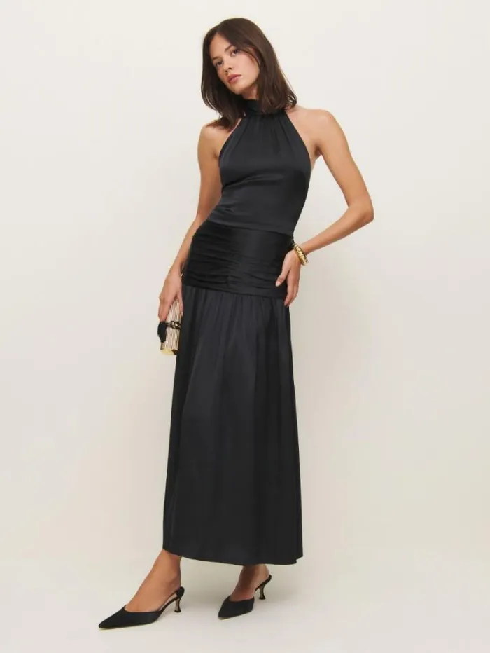 The Reformation Petites Zaria Silk Dress Black 8211 Clothing