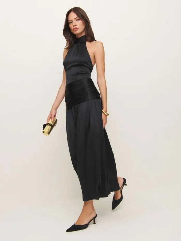 The Reformation Petites Zaria Silk Dress Black 8211 Clothing